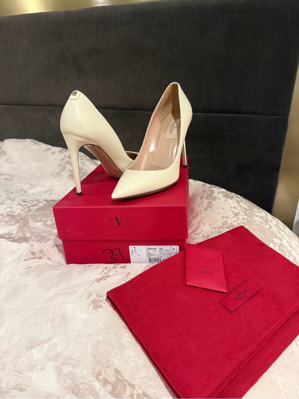 Valentino Garavani Cream Patent Leather Pointed-Toe Stiletto Pumps